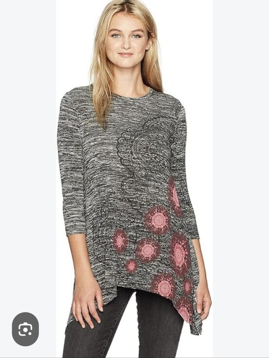 Desigual Tops - Desigual Agatha marled gray asymmetric knit tunic blouse,
